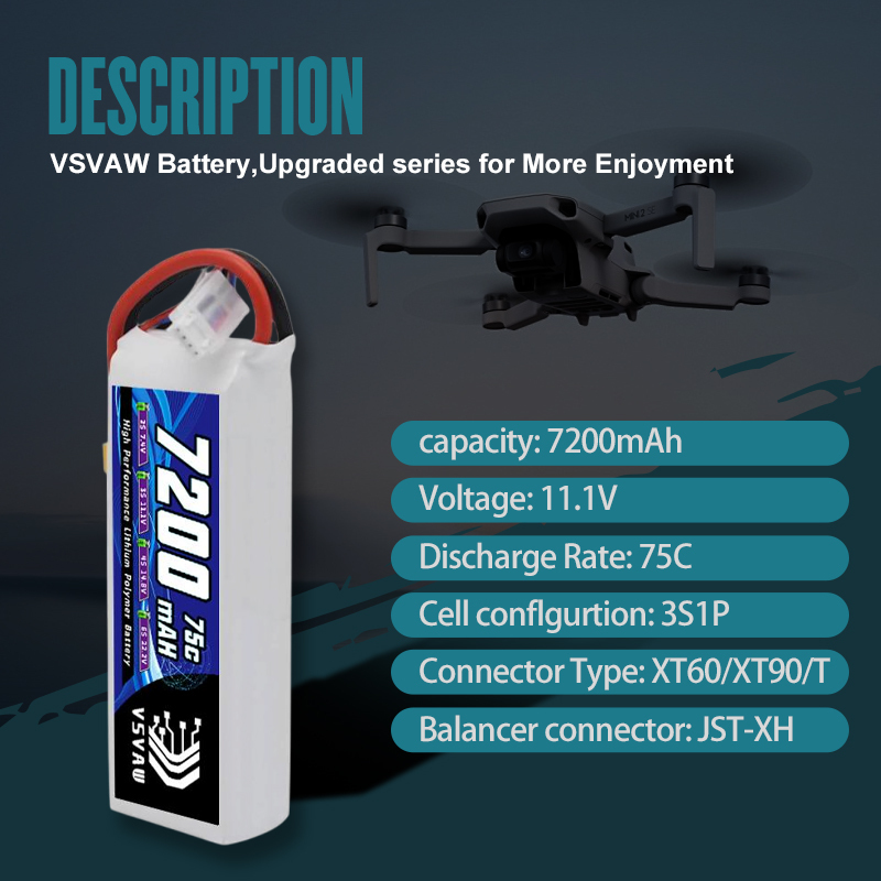 VSVAW 3S Lipo Battery 11.1V 72 - огляд і ціна Drone Battery 3S