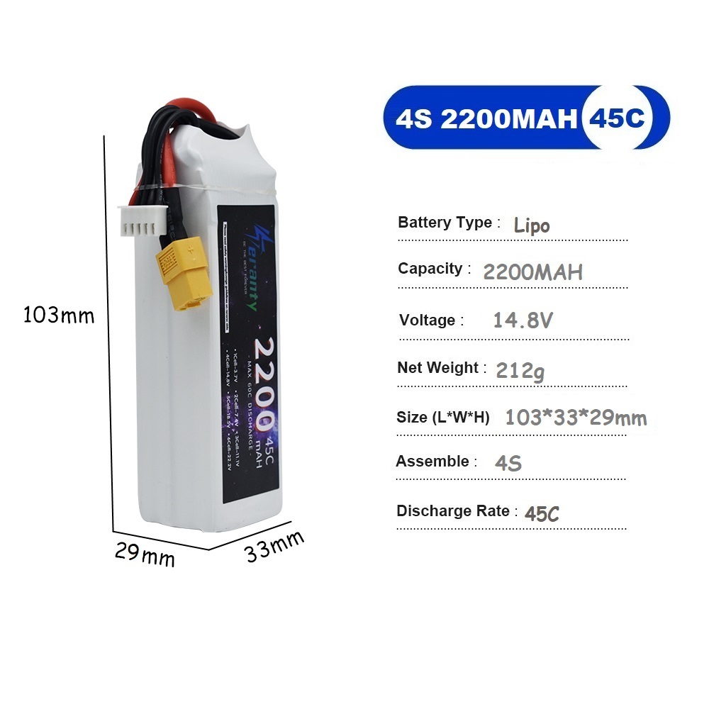 4S LiPo Battery 14.8V 1500mah  - огляд і ціна Drone Battery Li-Ion