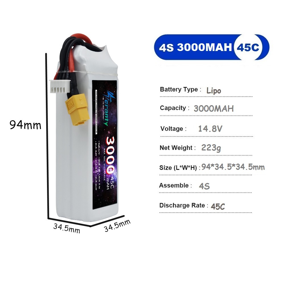 4S LiPo Battery 14.8V 1500mah  - огляд і ціна Drone Battery Li-Ion