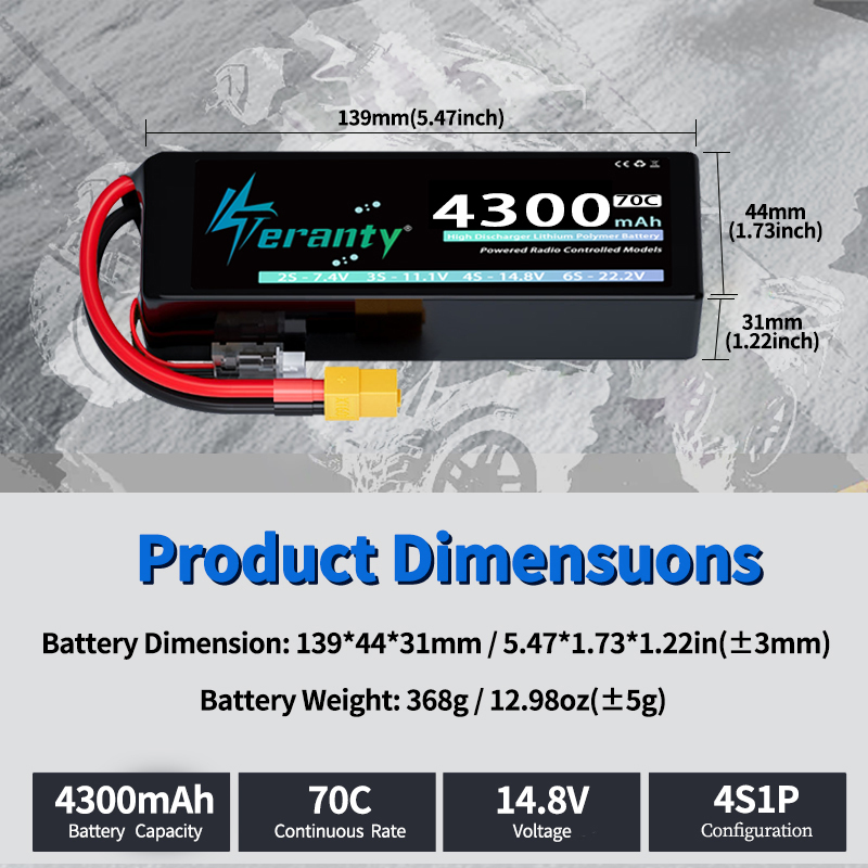TERANTY 4S 4300mAh 14.8V 70C 1 - огляд і ціна Drone Battery 4S