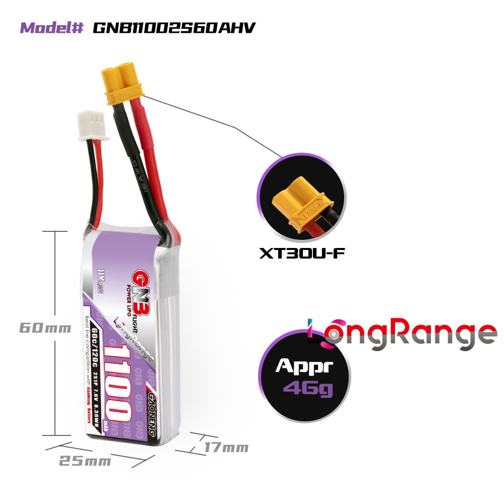 GNB 1100mAh 2S 3S 4S 6S 60C/12 - огляд і ціна Drone Battery 6S