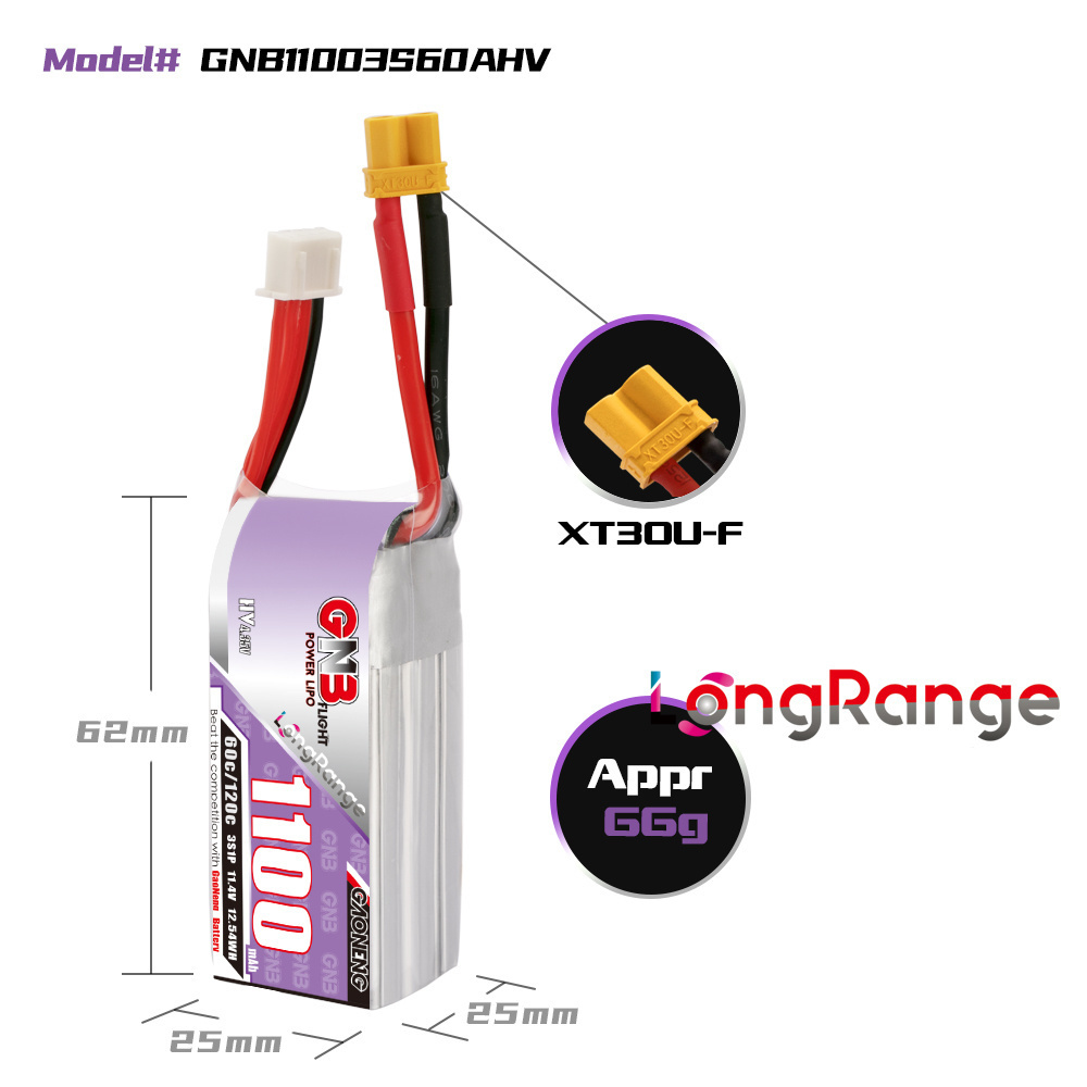 GNB 1100mAh 2S 3S 4S 6S 60C/12 - огляд і ціна Drone Battery 6S