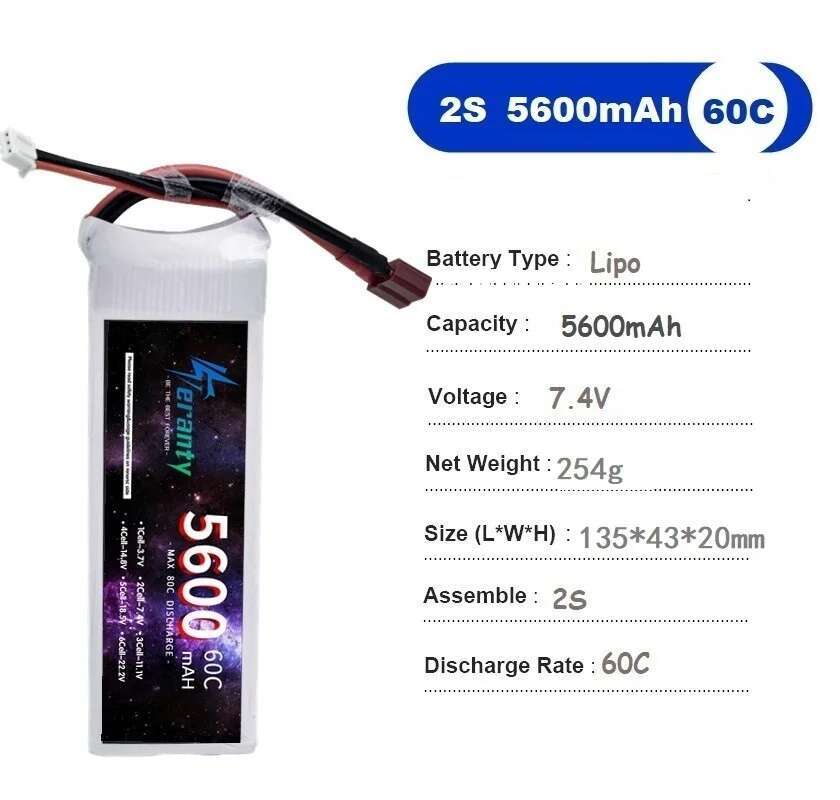 TERANTY 5600MAH 60C 2S 3S 4S 6 - огляд і ціна Drone Battery 6S