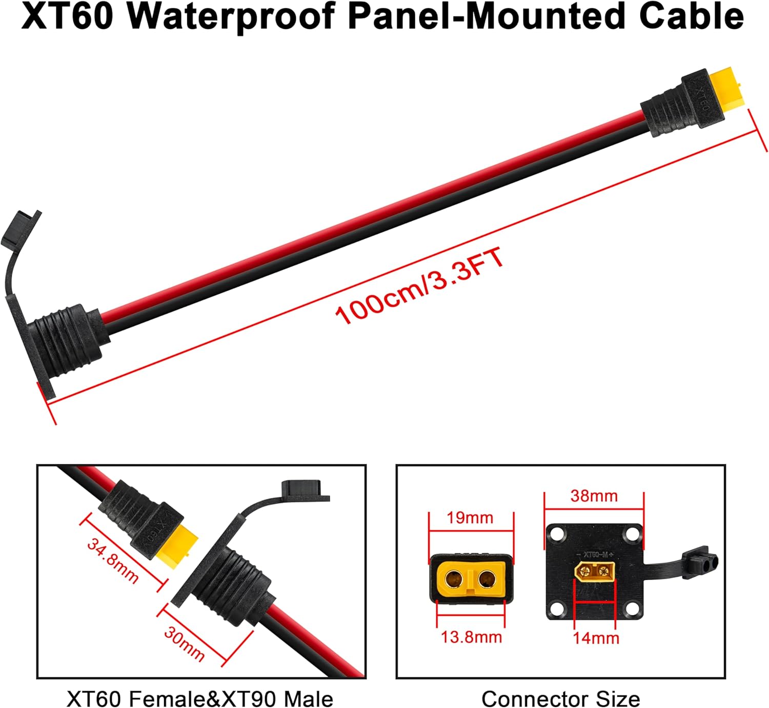 JMUYTOP 3FT 12AWG XT60 Panel M - огляд і ціна Drone Battery Connector